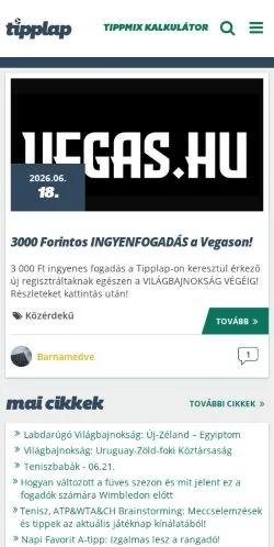 Anteprima del sito Tipplap, media di Ungheria per articoli sponsorizzati