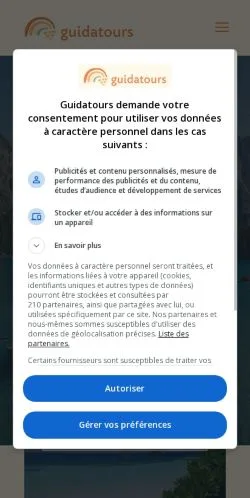 Pré-visualização do site GuidaTours Voyage, meio de França para artigos patrocinados