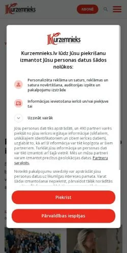 Podgląd witryny Kurzemnieks, medium z kraju Łotwa do artykułów sponsorowanych