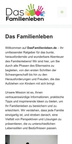 Anteprima del sito Das Familienleben, media di Germania per articoli sponsorizzati