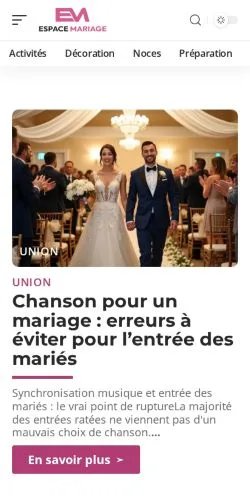 Anteprima del sito Espace Mariage, media di Francia per articoli sponsorizzati