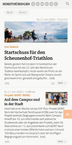 Podgląd witryny Neuigkeiten aus Nordthüringen, medium z kraju Niemcy do artykułów sponsorowanych