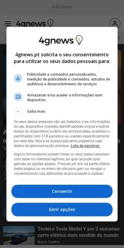 Anteprima del sito 4gnews, media di Portogallo per articoli sponsorizzati