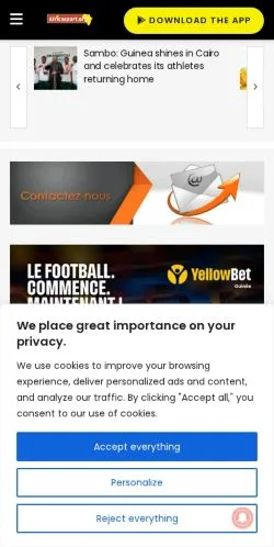 Anteprima del sito Africasport, media di Francia per articoli sponsorizzati