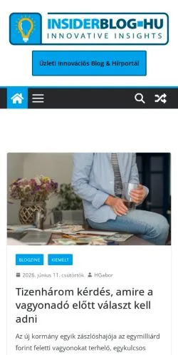 Podgląd witryny Insiderblog, medium z kraju Węgry do artykułów sponsorowanych
