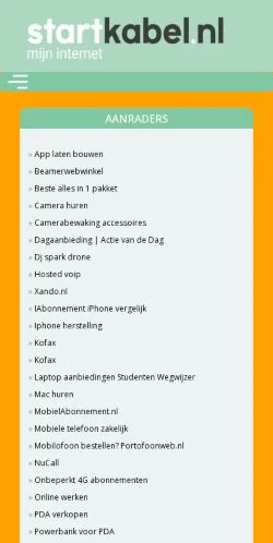 Podgląd witryny Startkabel.nl, medium z kraju Holandia do artykułów sponsorowanych