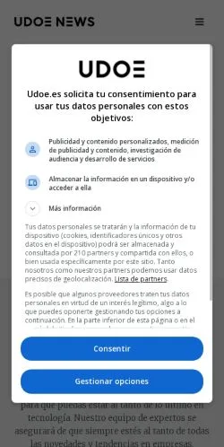 Aperçu du site UDOE, média de Espagne pour articles sponsorisés