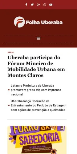 Anteprima del sito Folha de Uberaba, media di Brasile per articoli sponsorizzati