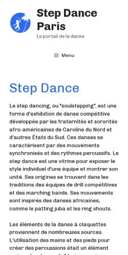 Voorbeeld van de site Step Danse Paris, medium uit Frankrijk voor gesponsorde artikelen