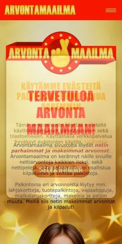 スポンサード記事向けのフィンランドメディア、Arvontamaailmaのサイトプレビュー