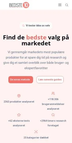 Förhandsvisning av webbplatsen Bedste10, medium i Danmark för sponsrade artiklar