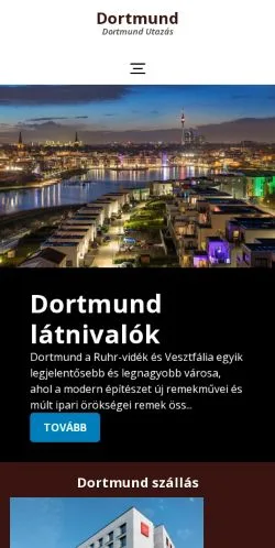 Podgląd witryny Dortmund Utazás, medium z kraju Węgry do artykułów sponsorowanych