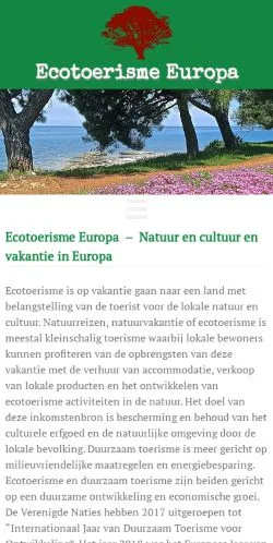 Podgląd witryny Ecotoerisme Europa, medium z kraju Holandia do artykułów sponsorowanych