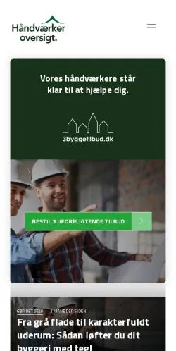 Anteprima del sito Haandvaerkeroversigt, media di Danimarca per articoli sponsorizzati