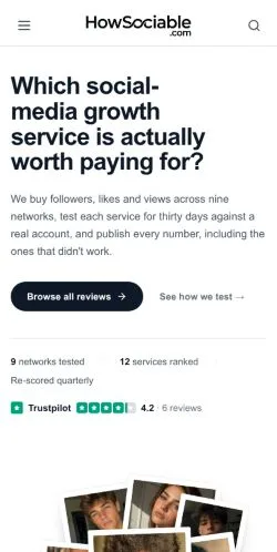 Forhåndsvisning av nettstedet HowSociable, medium fra USA for sponsede artikler