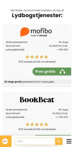 Anteprima del sito Gratis Lydbøger, media di Danimarca per articoli sponsorizzati