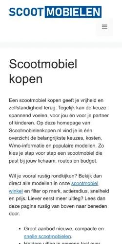 Anteprima del sito Scootmobiel Specialist, media di Paesi Bassi per articoli sponsorizzati