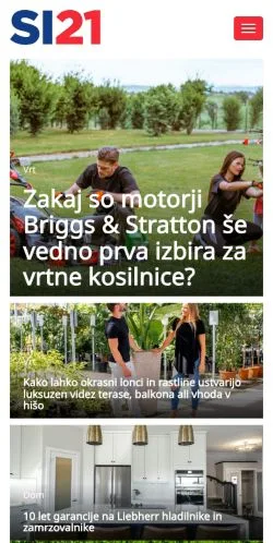 Preview of the Si21 website, a media outlet in Slovenia for sponsored articles