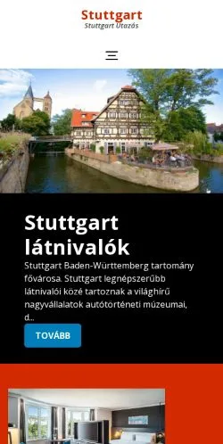 Podgląd witryny Stuttgart Utazás, medium z kraju Węgry do artykułów sponsorowanych