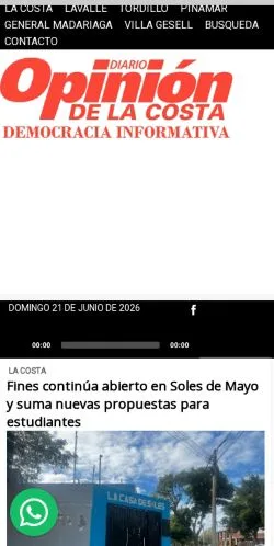 Anteprima del sito Opinión De La Costa, media di Argentina per articoli sponsorizzati