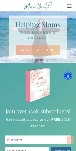 스폰서 기사용 미국 매체 Mom Beach 사이트 미리보기