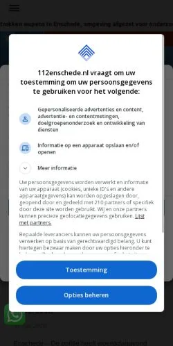 Podgląd witryny 112 Enschede, medium z kraju Holandia do artykułów sponsorowanych