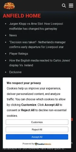 Anteprima del sito Anfield Home, media di Stati Uniti per articoli sponsorizzati