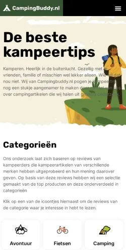 Podgląd witryny CampingBuddy, medium z kraju Holandia do artykułów sponsorowanych