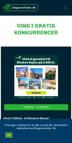 Anteprima del sito Dagens Vinder, media di Danimarca per articoli sponsorizzati
