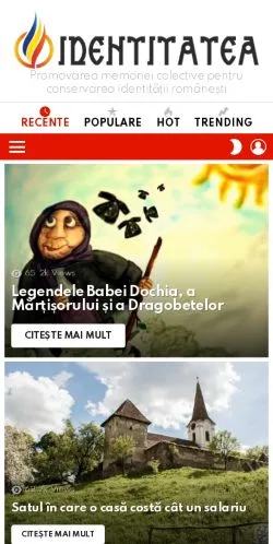 Anteprima del sito Identitatea Românească, media di Romania per articoli sponsorizzati