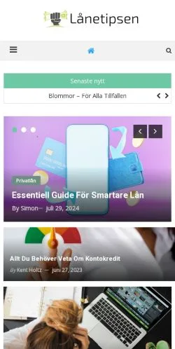 Anteprima del sito Lånetipsen, media di Svezia per articoli sponsorizzati