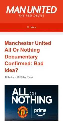 Podgląd witryny Man United, medium z kraju Wielka Brytania do artykułów sponsorowanych