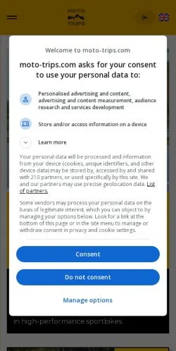 Anteprima del sito Moto Trips, media di Stati Uniti per articoli sponsorizzati