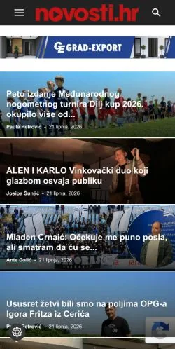 Anteprima del sito Novosti, media di Croazia per articoli sponsorizzati
