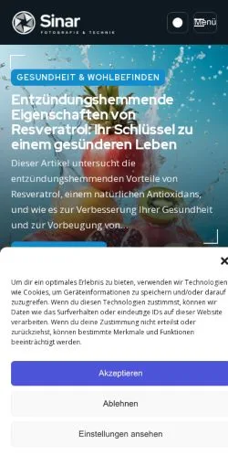 Forhåndsvisning av nettstedet Sinar Fotografie & Videografie, medium fra Sveits for sponsede artikler