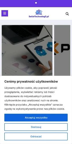 Anteprima del sito SwiatTechnologii, media di Polonia per articoli sponsorizzati