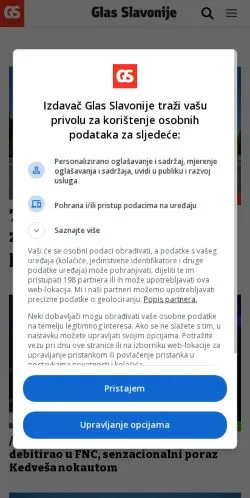 Anteprima del sito Glas Slavonije, media di Stati Uniti per articoli sponsorizzati
