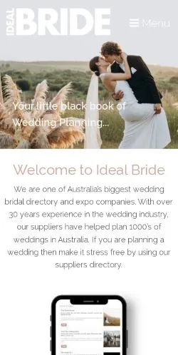 Podgląd witryny Ideal Bride, medium z kraju Australia do artykułów sponsorowanych