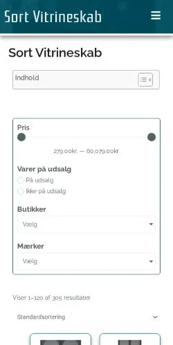 Podgląd witryny Sort Vitrineskab, medium z kraju Dania do artykułów sponsorowanych