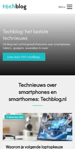 Förhandsvisning av webbplatsen Techblog, medium i Nederländerna för sponsrade artiklar