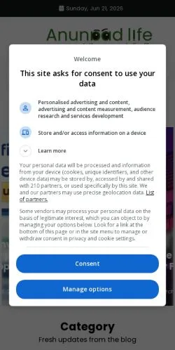 Anteprima del sito Anunaad Life, media di Stati Uniti per articoli sponsorizzati