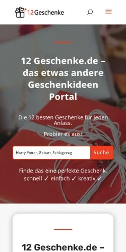 Vista previa del sitio 12 Geschenke, medio de Alemania para artículos patrocinados