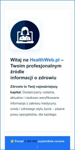 Anteprima del sito HealthWeb, media di Polonia per articoli sponsorizzati