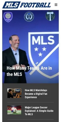 Anteprima del sito MLS Football, media di Regno Unito per articoli sponsorizzati