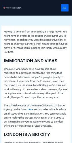 스폰서 기사용 미국 매체 London Expats Guide 사이트 미리보기