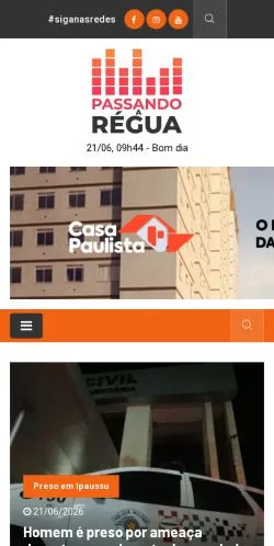 스폰서 기사용 브라질 매체 Passando a Régua 사이트 미리보기