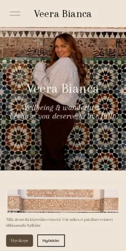 Pré-visualização do site Veera Bianca, meio de Finlândia para artigos patrocinados