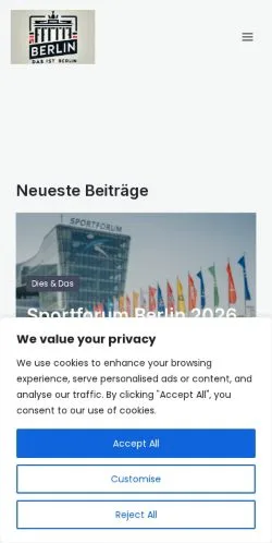 Voorbeeld van de site Das Ist Berlin, medium uit Duitsland voor gesponsorde artikelen