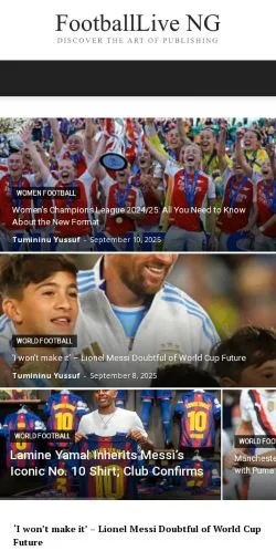 Anteprima del sito FootballLive NG, media di Stati Uniti per articoli sponsorizzati