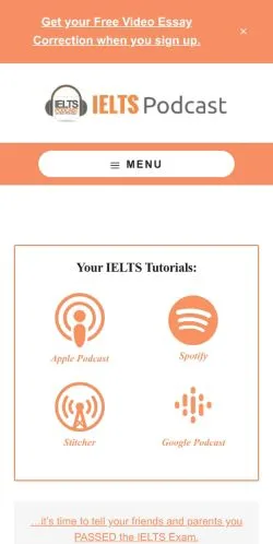 Podgląd witryny IELTS Podcast, medium z kraju Stany Zjednoczone do artykułów sponsorowanych